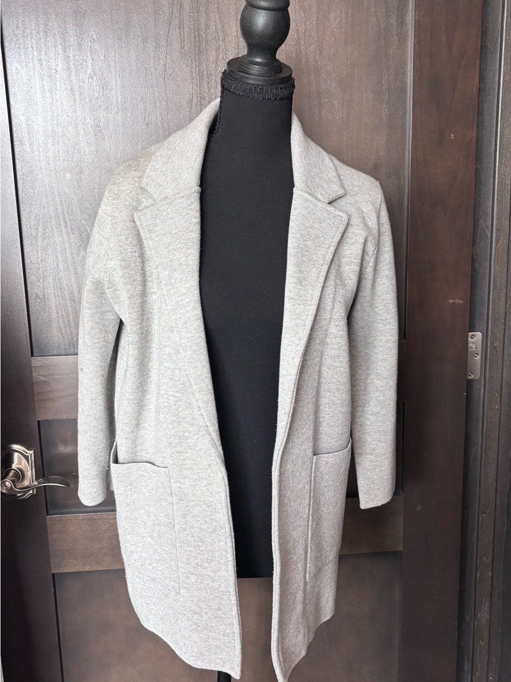 Classic Grey Women’s Open-Front Sweater Blazer